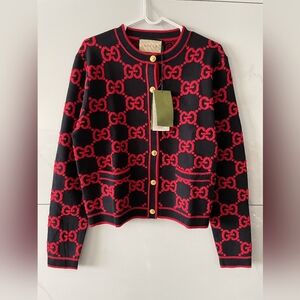 Gucci GG Jacquard Wool blend Knit Cardigan